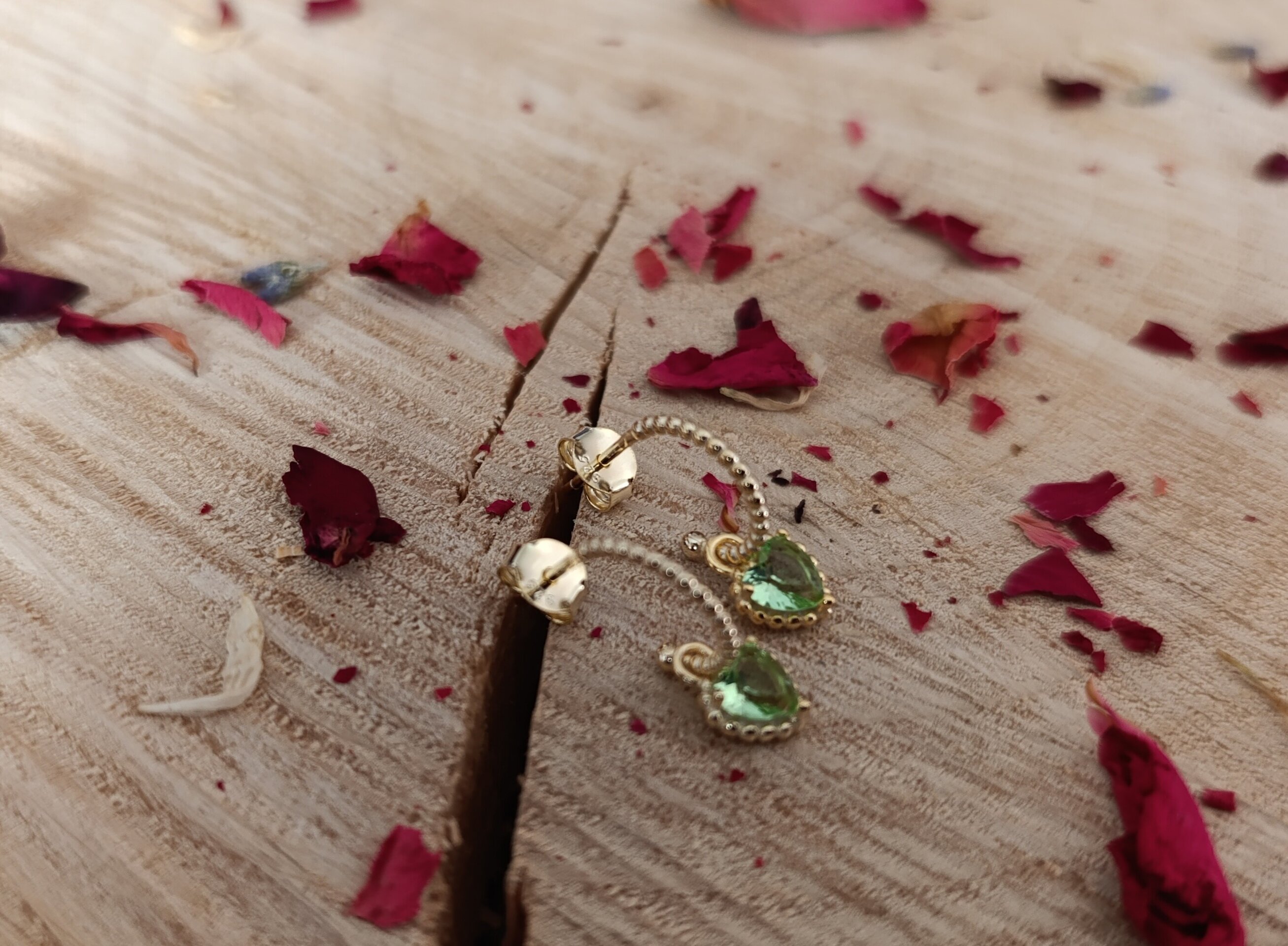 Pendientes Corazón de la Amazonia en Plata de Ley y Baño de Oro - 5