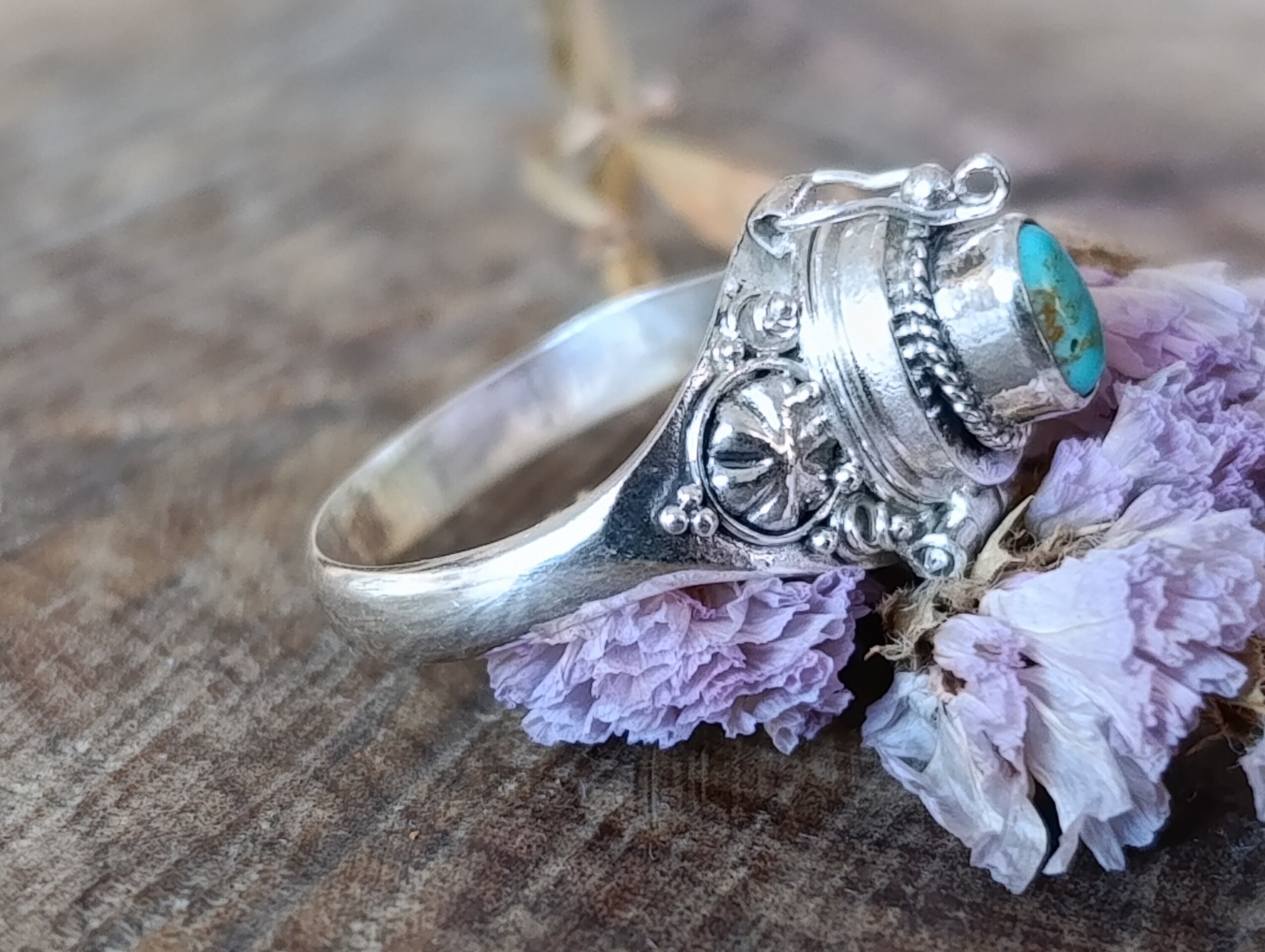 Anillo Nenúfar - Plata y Turquesa - 2