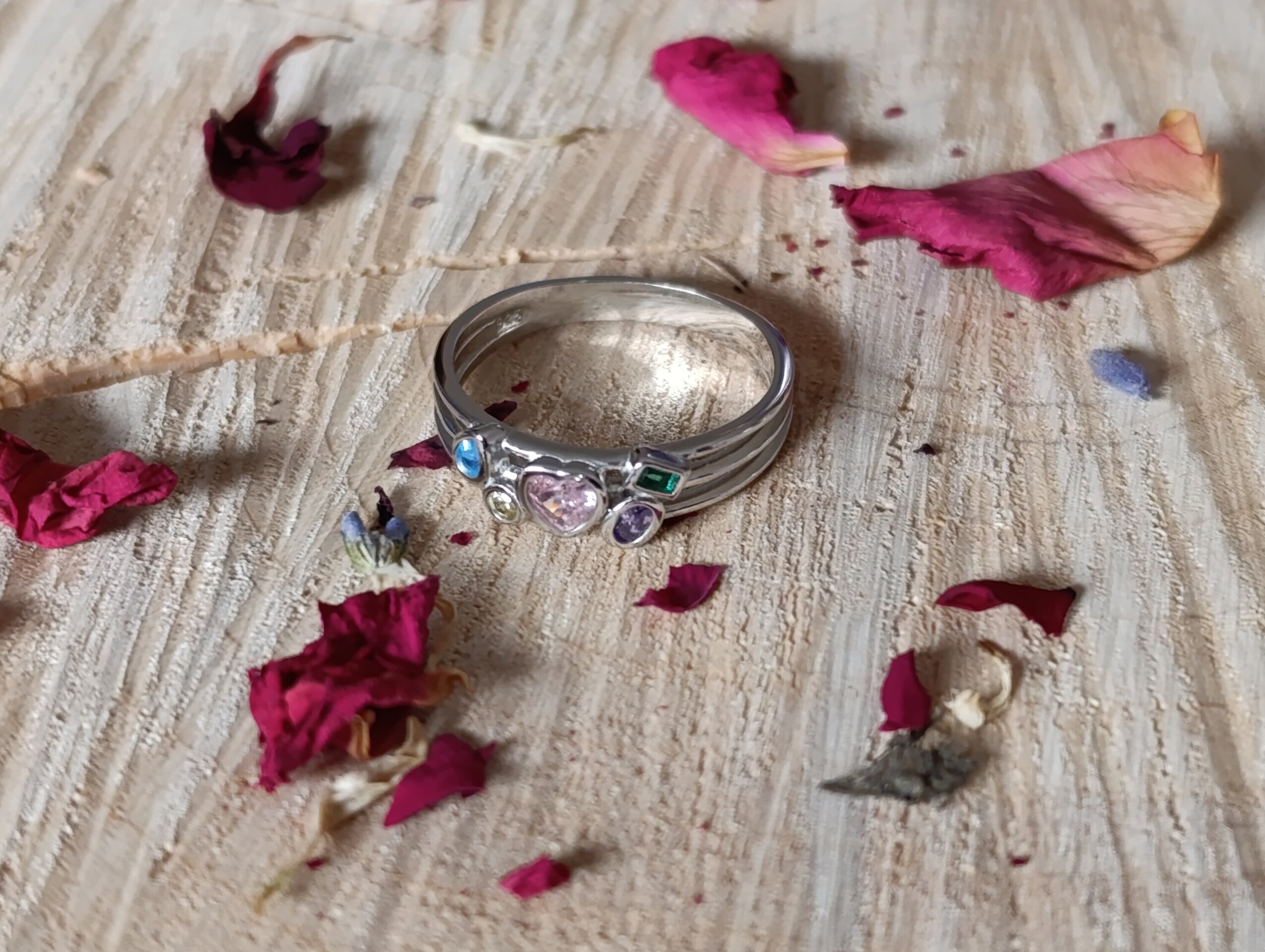 Anillo Arcoíris del Corazón de Plata de Ley 925 - 8