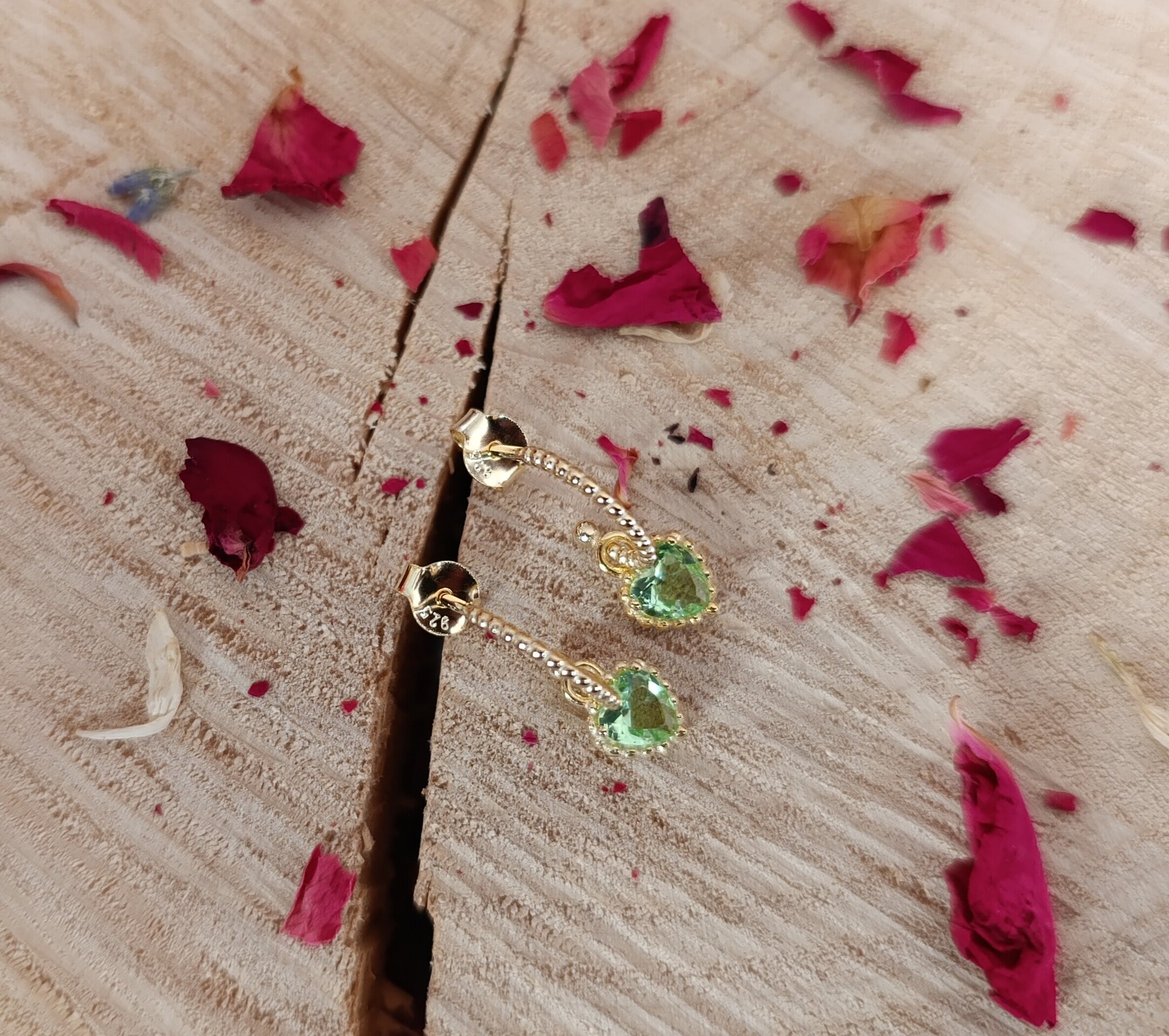 Pendientes Corazón de la Amazonia en Plata de Ley y Baño de Oro - 3