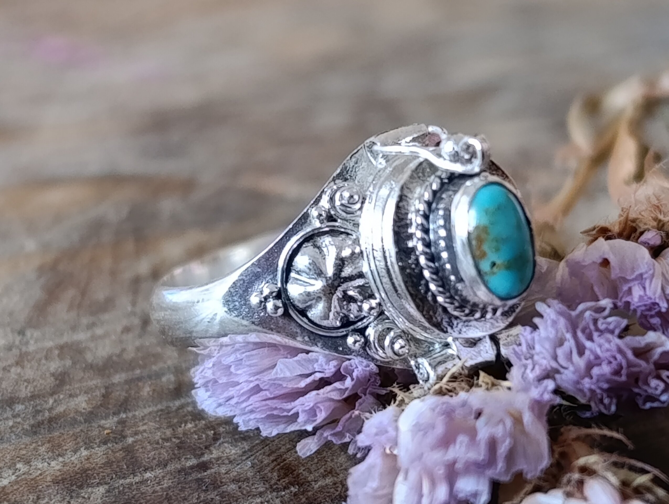 Anillo Nenúfar - Plata y Turquesa - 3