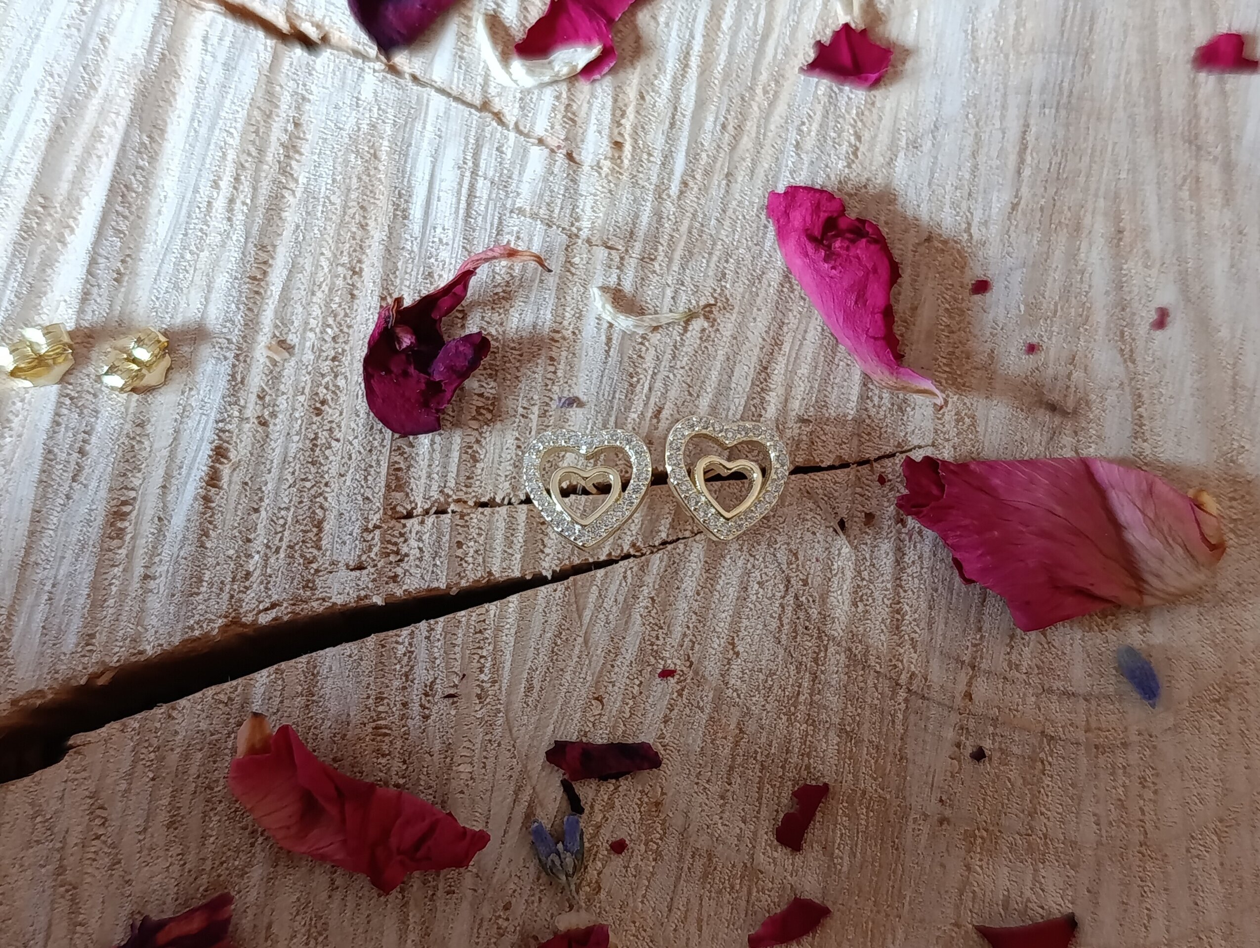 Pendientes Corazones baño de oro - 4