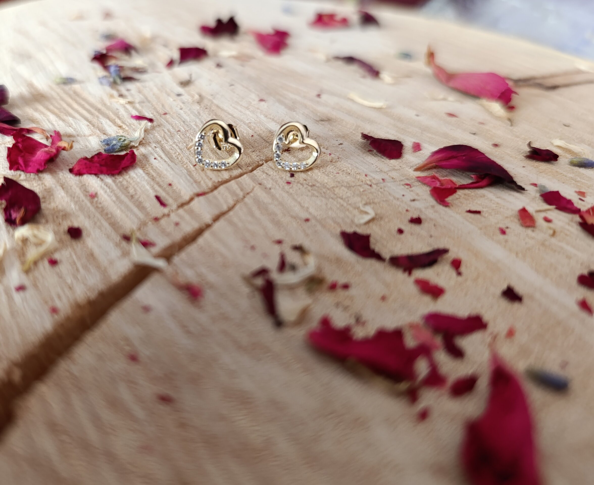 Pendientes Corazón Baño de Oro - 5