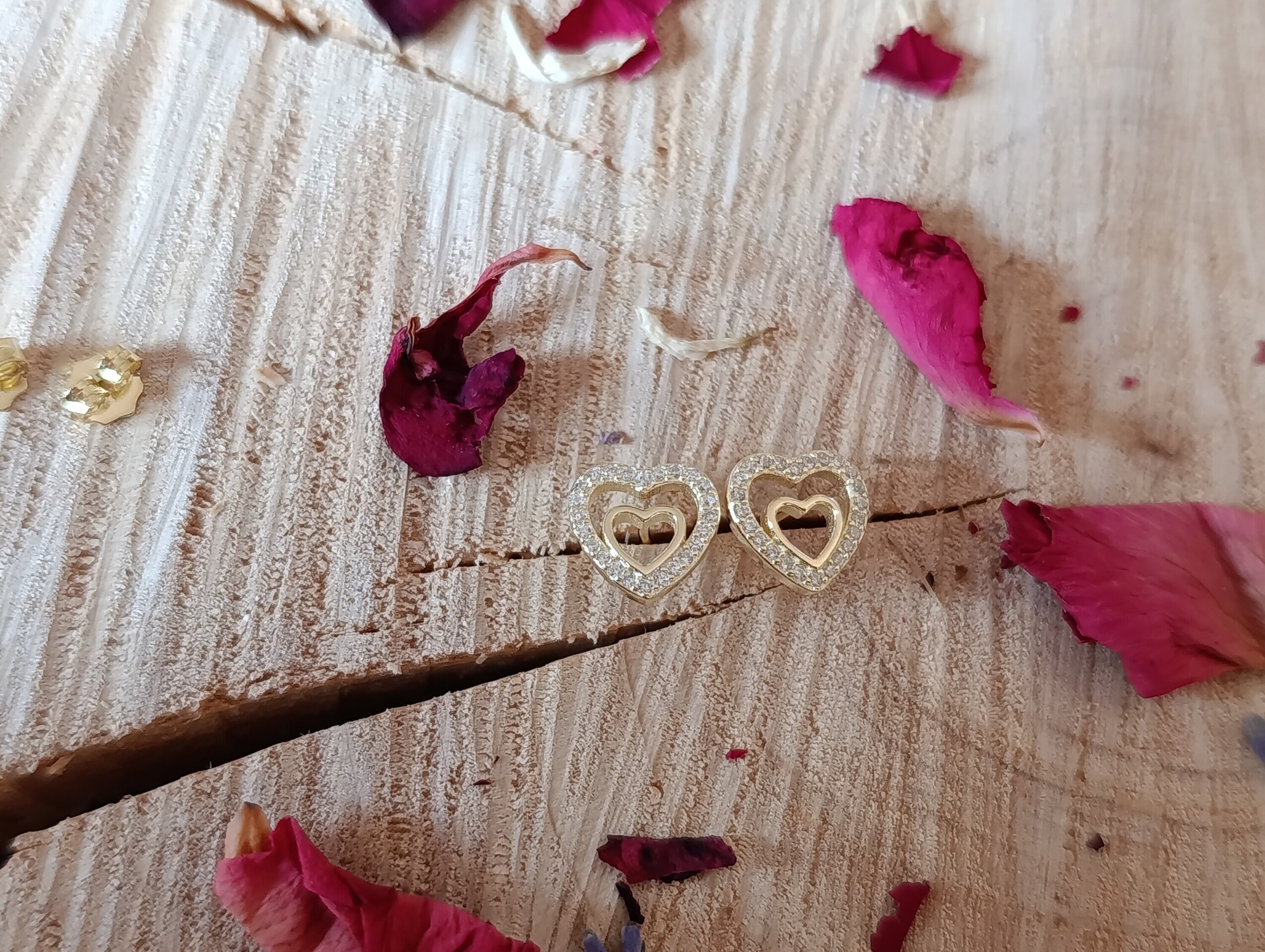 Pendientes Corazones baño de oro - 5