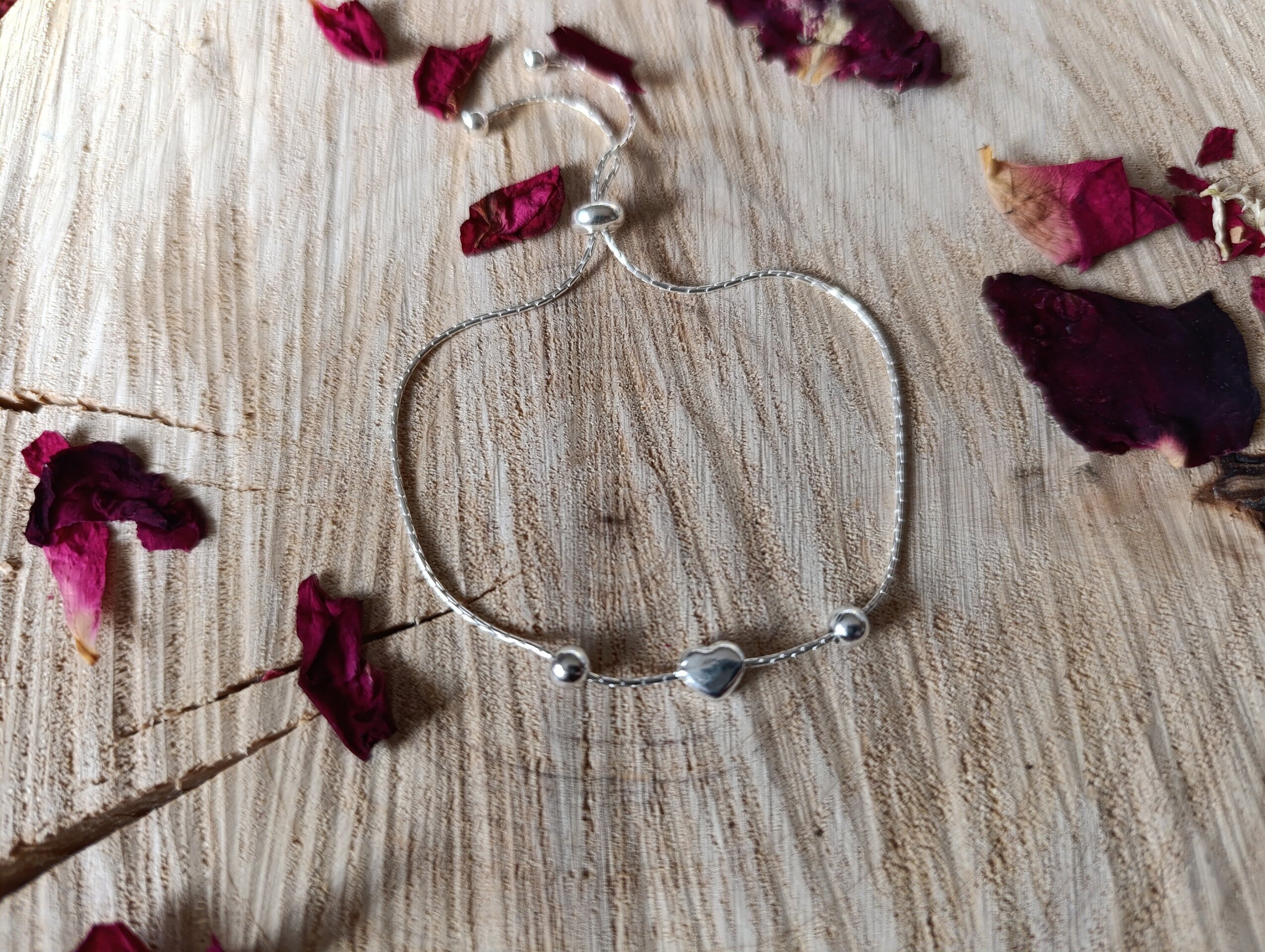 Pulsera Corazón Plateado en Plata de Ley 925 - 3