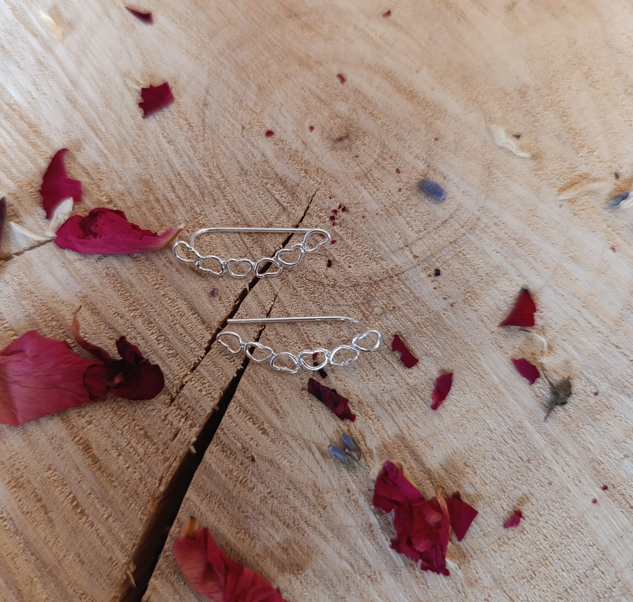 Pendientes Corazones Trepadores en Plata de Ley 925 - 7