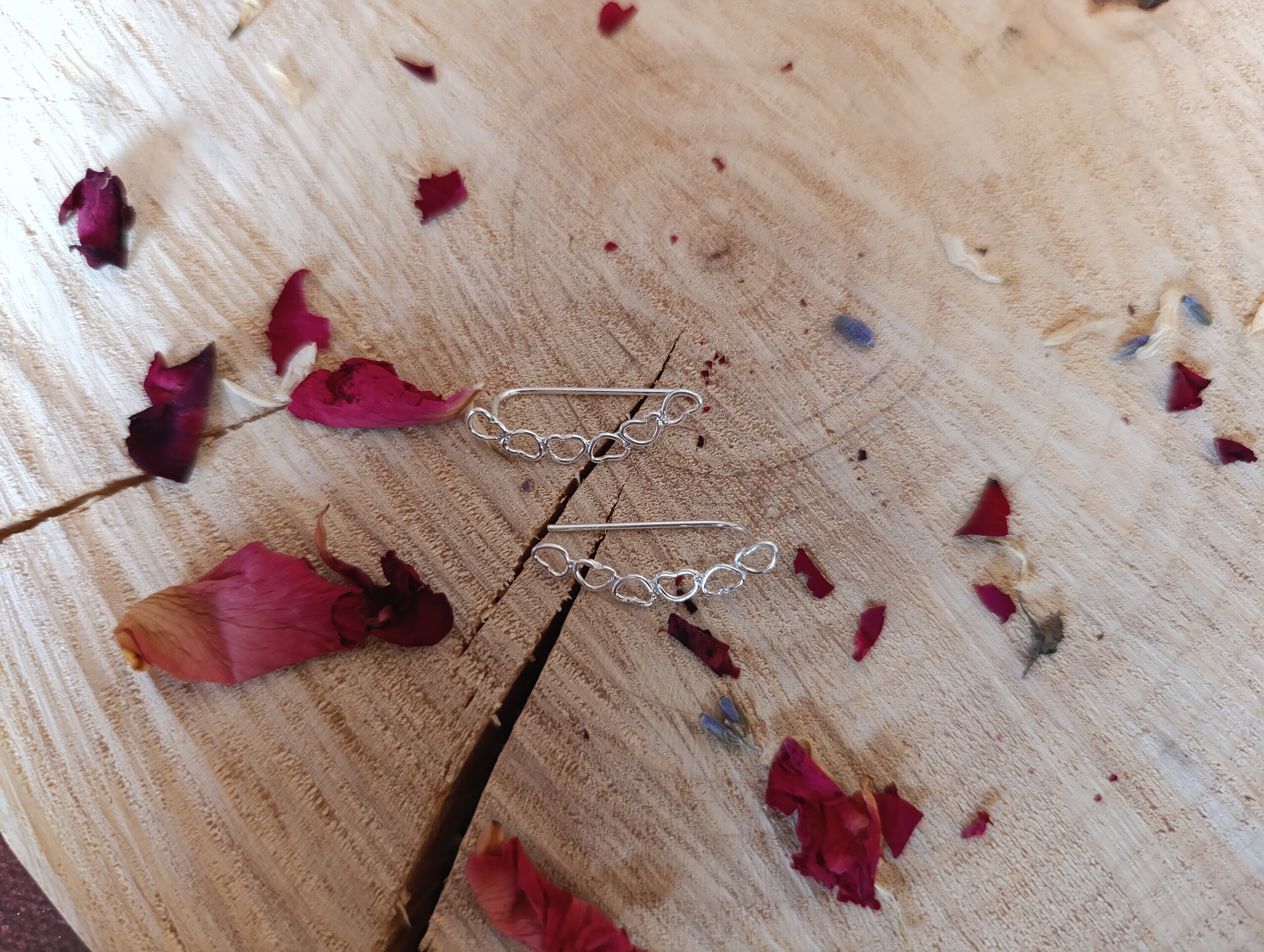 Pendientes Corazones Trepadores en Plata de Ley 925 - 8