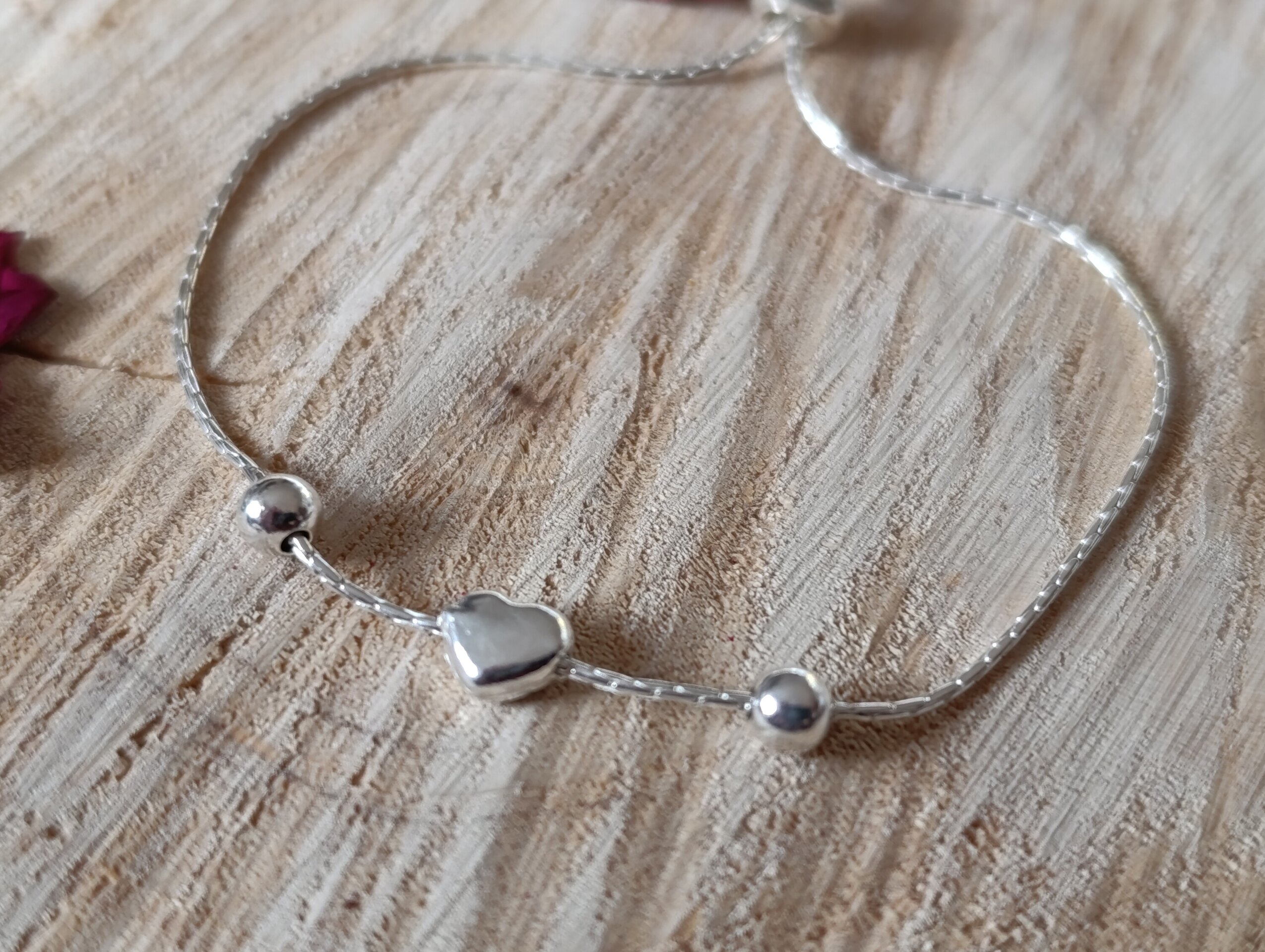 Pulsera Corazón Plateado en Plata de Ley 925 - 2