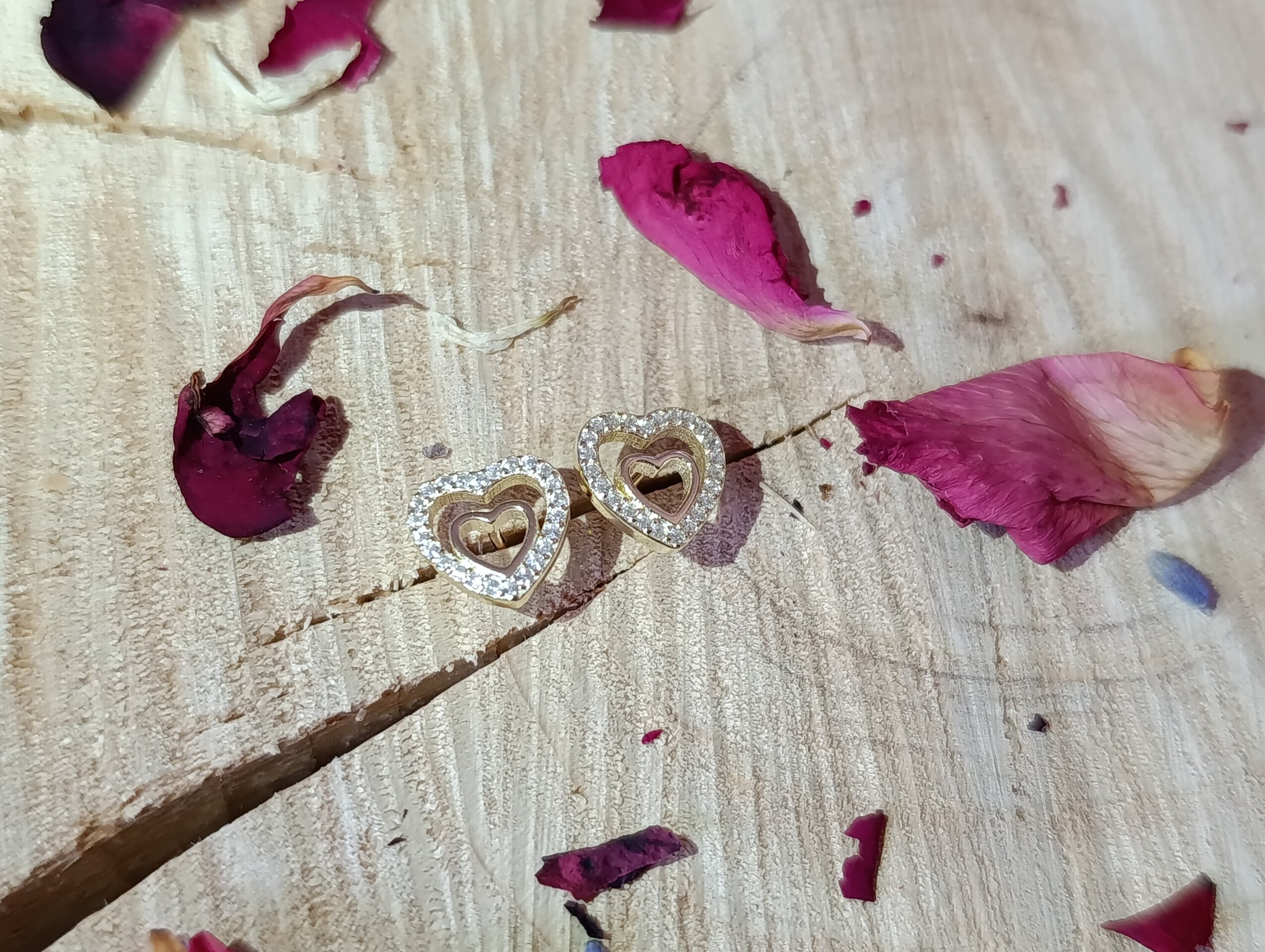 Pendientes Corazones baño de oro - 3