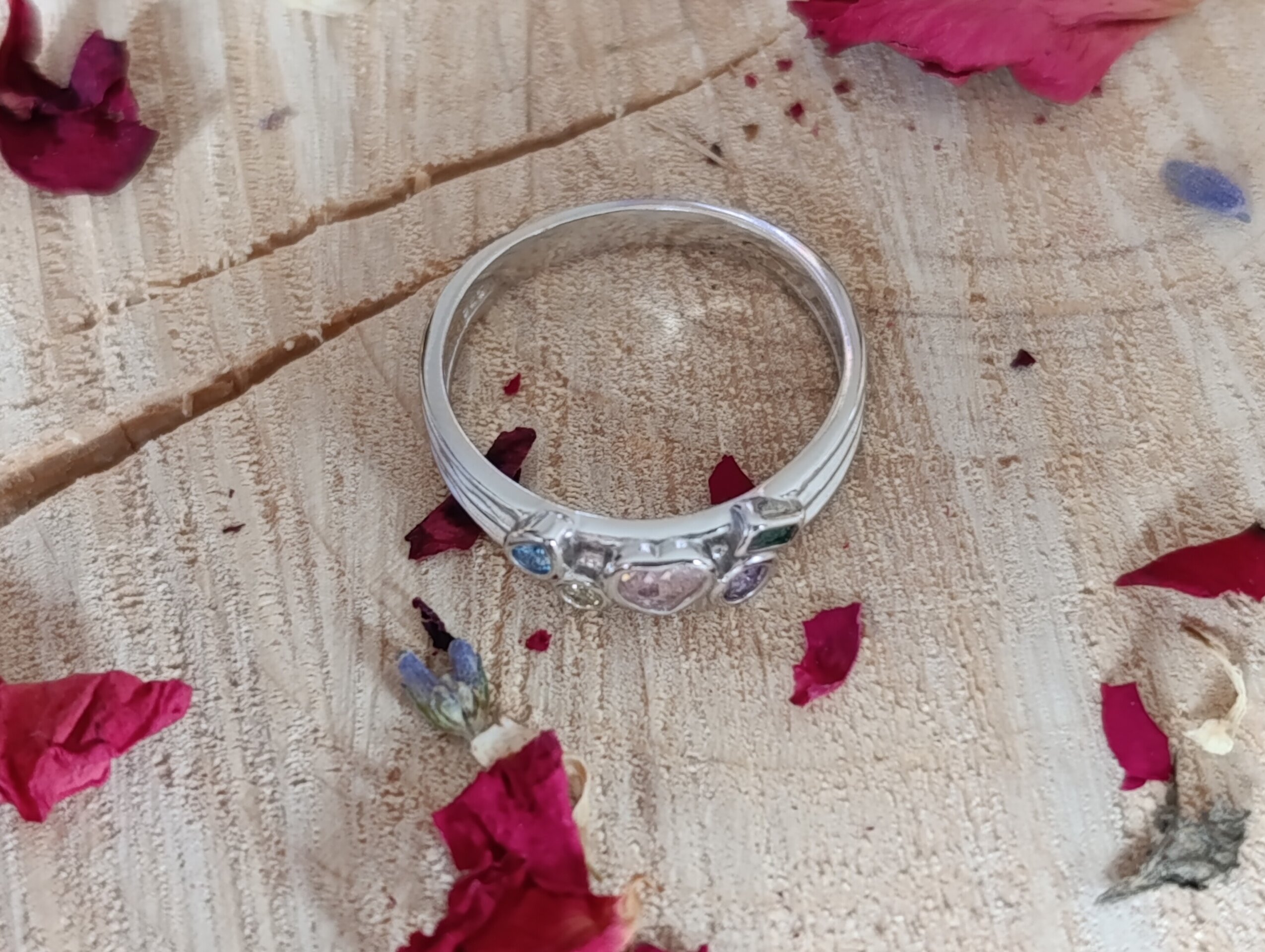 Anillo Arcoíris del Corazón de Plata de Ley 925 - 7