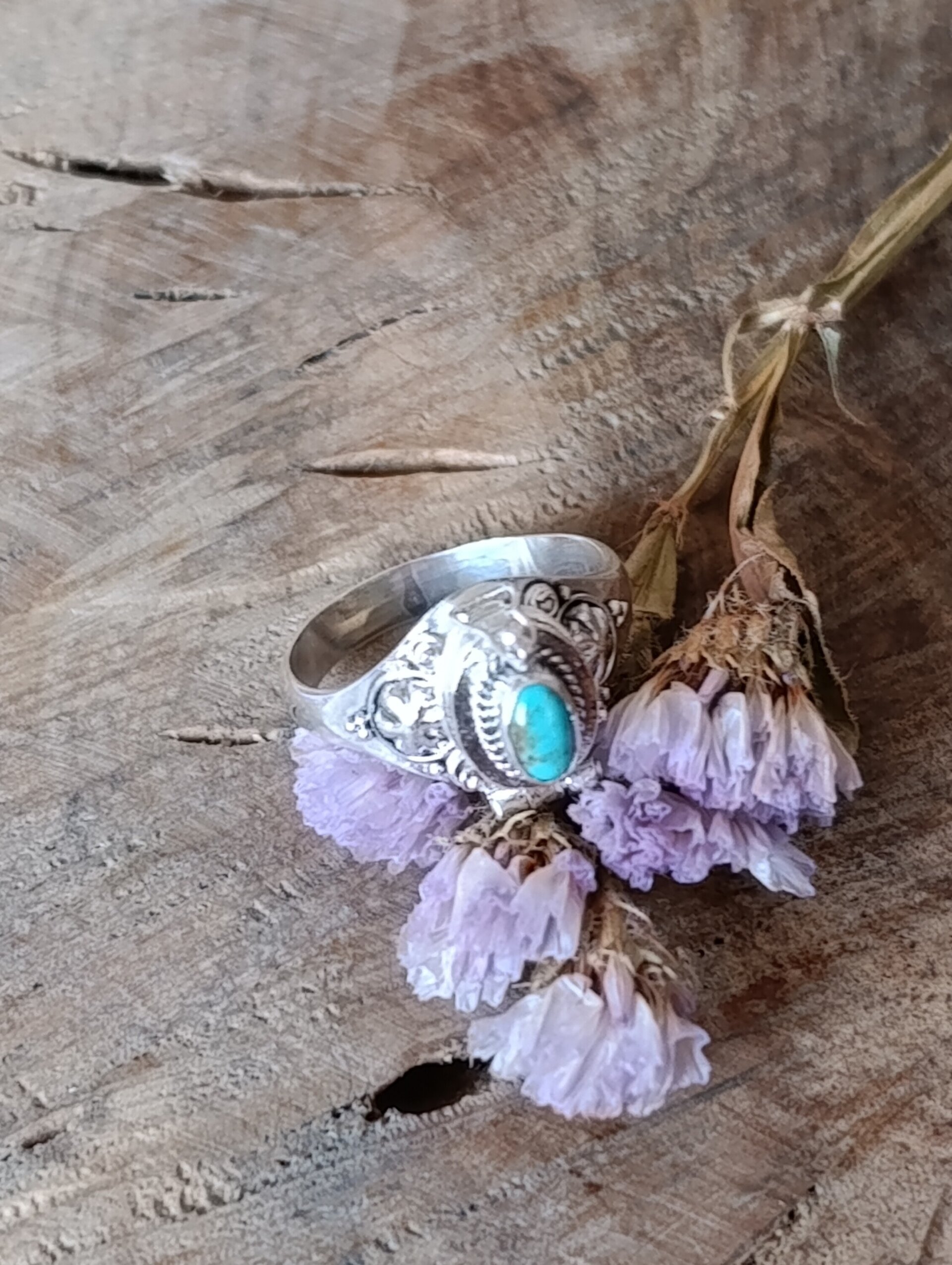 Anillo Nenúfar - Plata y Turquesa - 4