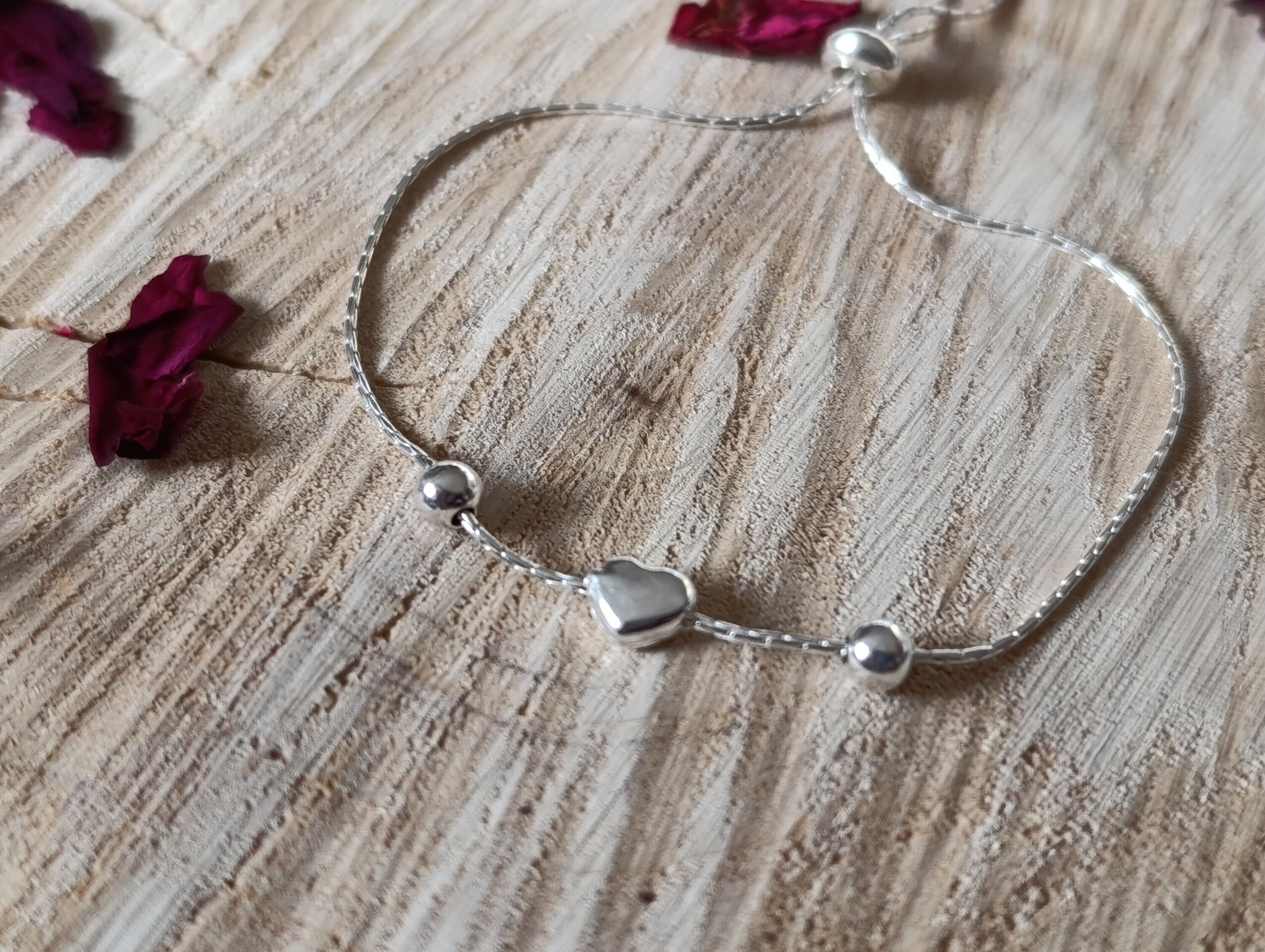Pulsera Corazón Plateado en Plata de Ley 925 - 4